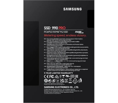 Накопитель SSD SAMSUNG SSD накопитель 990 Pro MZ-V9P2T0BW 2ТБ, M.2 2280, PCIe 4.0 x4, NVMe, M.2
