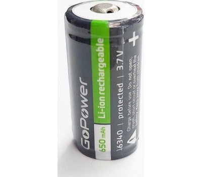 GOPOWER Аккумулятор LI-ION 16340 PK1 3.7V 00-00019618 650MAH PRD
