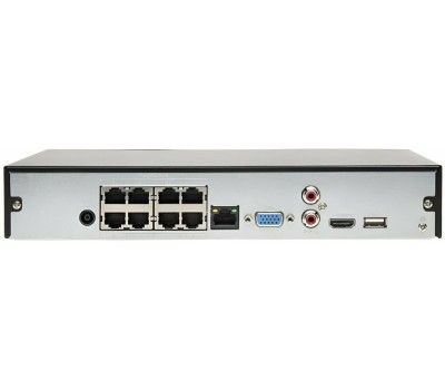 DAHUA DHI-NVR1108HS-8P-S3/H 8-канальный IP-видеорегистратор 4K и H.265+, входящий поток до 80Мбит/с, 1 SATA III до 8Тбайт