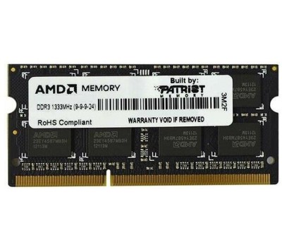 AMD RADEON Модуль памяти 4GB DDR3 1333 SO DIMM R3 Value Series Black R334G1339S1S-U Non-ECC, CL9, 1.5V, Retail R334G1339S1S-U (182774)