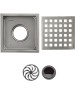 САНАКС - Трап душевой, из нержавеющей стали, 110 х 110 мм, крышка с перфорацией, СУХОЙ ЗАТВОР, вертикальный выпуск 50 мм, цвет САТИН . 1183