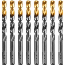 Сверло DENZEL Сверло по металлу, 10 мм, HSS-Tin, Golden Tip, 8 шт. 717222