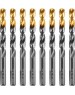Сверло DENZEL Сверло по металлу, 10 мм, HSS-Tin, Golden Tip, 8 шт. 717222