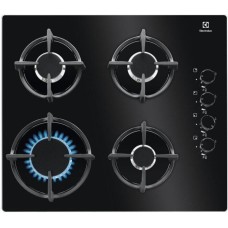 Варочная панель газовая ELECTROLUX Газовая варочная панель KGG6407K, 4 конфорки, закаленное стекло, черный