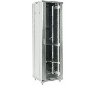 REXANT Шкаф коммутационный 04-3266-211 напольный, стеклянная передняя дверь, 32U, 600x1609x600 мм