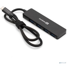Exegate EX297631RUS USB-Хаб (концентратор) 4-в-1 ExeGate DUB-4C/3 (кабель-адаптер USB Type C --> 4xUSB3.0, Plug&Play, черный)