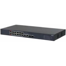 Коммутатор DAHUA DH-CS4218-16ET-190 16-портовый PoE коммутатор L2 управляемый 16xRJ45 100Mb PoE, 2хКомбо SFP/RJ45 1Gb uplink, суммарно 190Вт, коммутация 7.2 Гбит/с, MAC-таблица 8К