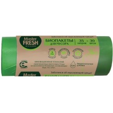 Мешки для мусора MASTER FRESH С0006471Master FRESH БИОпакеты для мусора 35л 30шт биоразлагаемые (салатовые) 7мкм