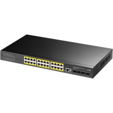 Коммутатор CUDY Коммутатор 24-Port Layer 3 Managed Gigabit PoE+ Switch with 4 10G SFP Slots 400W Layer 3 Managed 24 Ports 10/100/1000M PoE Switch, 24 Gigabit Ethernet ports + 4 10 Gigabit uplink SFP+ optical ports + 1 USB serial port + 1 console port, 1-2