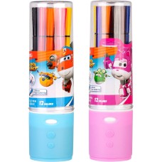 DELI Фломастеры EC150-12 Super Wings 12цв. пластиковая туба