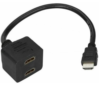 Переходник REXANT (17-6832) Переходник штекер HDMI - 2 гнезда HDMI, провод черный