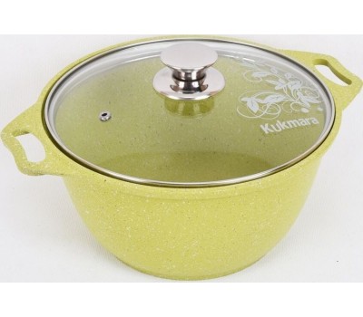 Кастрюля KUKMARA к31tsl а/пр литая 3,0л стекл/кр Trendy style lime