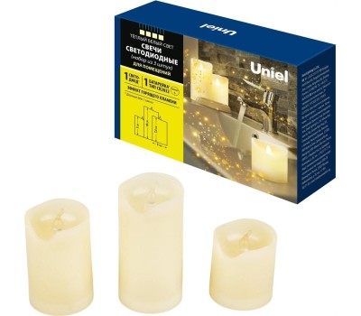 Новогодний декор UNIEL (UL-00008593) ULD-F060 WARM WHITE CANDLE SET3