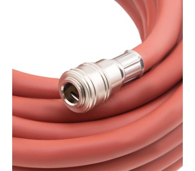 Шланг STELS Шланг пневматический резиновый, 10 x 16 мм, 24 бар, армированный, быстросъемное соединение, 10 м 57021