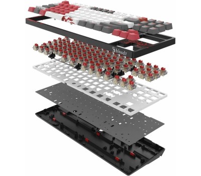 Клавиатура A4TECH Клавиатура Bloody S87 Naraka, USB, черный + красный