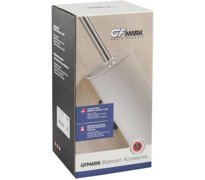 Аксессуары для ванной комнаты GFMARK 87162 Ёрш для унитаза, со стеклянной колбой, с креплением к стене из нержавеющей стали, с квадратным основанием, цвет САТИН