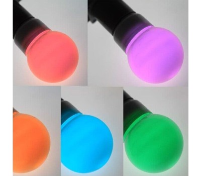 NEON-NIGHT Лампа светодиодная, диаметр 50мм, E27, 9 LED, 3Вт, RGB, матовая колба, 230В