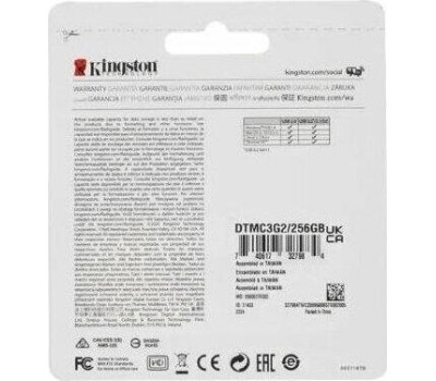 KINGSTON Флешка USB DataTraveler Micro 256ГБ, USB3.0, серебристый [dtmc3g2/256gb]