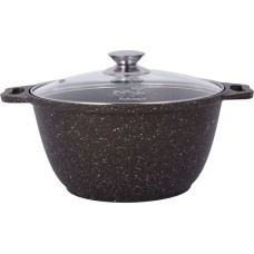Кастрюля KUKMARA кмк32а а/пр литая 3,0л стекл/кр Кофейный мрамор