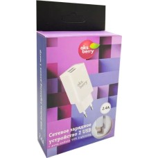 АККУМУЛЯТОРЫ И ЗАРЯДНЫЕ УСТРОЙСТВА AKSBERRY (6900203220011) T38 2 USB 2.4A + Lightning, белый