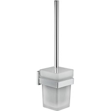 Аксессуары для ванной комнаты GFMARK 84162 Ёрш для унитаза, стеклянный, с креплением к стене, на квадратном основаниии, цвет ХРОМ