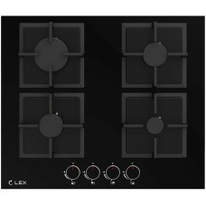 Варочная панель газовая LEX Газовая варочная панель GVG 644 BBL, 4 конфорки, закаленное стекло, черный