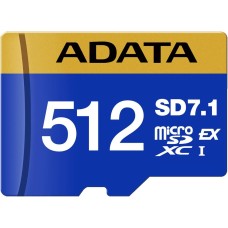 Карта памяти ADATA Карта памяти microSDXC 512GB Premier Extreme SD7.1 Express PCIe Gen3×1, UHS-I U3 / Class 10 / V30, 800/700 MB/s, SD-Express, Retail