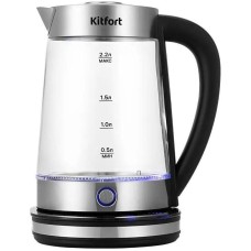 Чайник электрический KITFORT Чайник электрический КТ-6764, 2.2л, стекло/металл/пластик