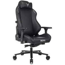 KNIGHT Кресло игровое Runa, экокожа, до 150кг, механизм со смещенной осью, регулируемые 4D подлокотники, черный