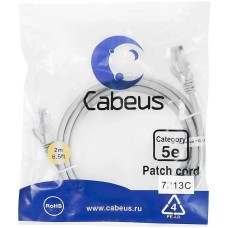 CABEUS Патч-корд PC-UTP-RJ45-CAT.5E-2M U/UTP RJ-45 вил.-вилка RJ-45 кат.5E 2м серый ПВХ