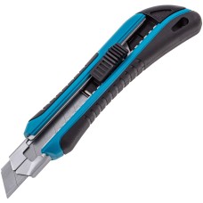 GROSS Нож, 170 мм, обрезиненный ABS-корпус, выдвижное сегментное лезвие 18 мм (SK-5) металлическая направляющая, 5 запасных лезвий 78893