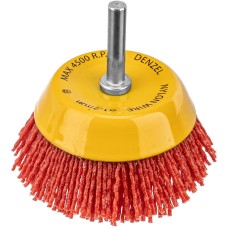 DENZEL Щетка для дрели, 75 мм, Чашка, со шпилькой, нейлоновая щетина 74436