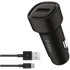 TTEC Автомобильное зарядное устройство SmartCharger 2.4A Car Charger с кабелем USB-C. Цвет: черный