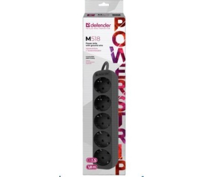 Удлинитель DEFENDER (99329) M518 1.8 м, 5 розеток