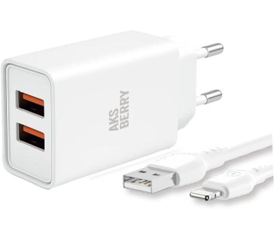 АККУМУЛЯТОРЫ И ЗАРЯДНЫЕ УСТРОЙСТВА AKSBERRY (6900203220011) T38 2 USB 2.4A + Lightning, белый