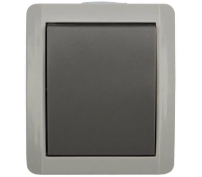 KRANZ (KR-78-0608) ВЫКЛЮЧАТЕЛЬ ОДНОКЛАВИШНЫЙ INDUSTRIAL IP54, О/У, СЕРЫЙ