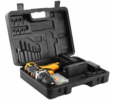 Аккумуляторная дрель-шуруповерт DEKO Banger 20V ONE + в кейсе + набор 63 инструмента для дома, 20В, 2х1.5Ач 083-1043