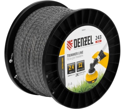 DENZEL Леска для триммера двухкомпонентная витой квадрат, 2,4мм х 243м, на DIN катушке EXTRA CORD 96823