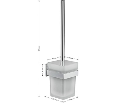 Аксессуары для ванной комнаты GFMARK 84162 Ёрш для унитаза, стеклянный, с креплением к стене, на квадратном основаниии, цвет ХРОМ