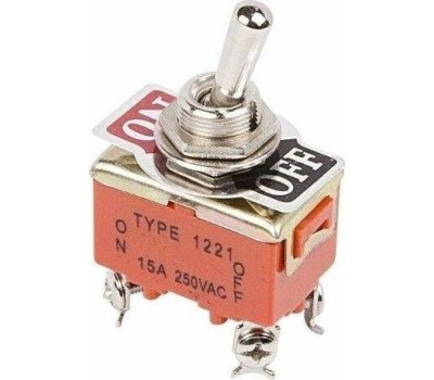 REXANT Тумблер 250В 15А (4c) вкл-выкл двухполюсный (KN-201) (в упак. 1шт.)
