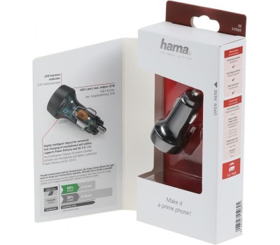 HAMA Автомобильное зарядное устройство H-210569, USB-A, 20Вт, 1.67A, черный [00210569]