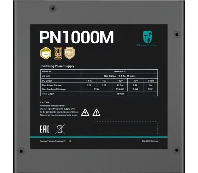 Блок питания DEEPCOOL Блок питания GamerStorm PN1000M Gen.5, 1000Вт, 80 PLUS GOLD, 135мм, черный, retail [r-pna00m-fc0b-wgeu]