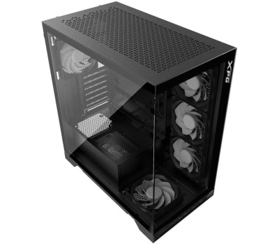 Корпус для ПК XPG Корпус INVADER X BLACK (INVADERXMT-BKCWW) Mid-Tower Gaming ATX PC Case with Panoramic View, Tempered Glass Panels, and RGB Lighting Black