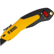 DENZEL Нож, 19мм, сменное трапециевидное лезвие, SK4, алюминиевый корпус, торцевой зажим 78916