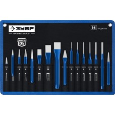 ЗУБР 16 предметов, набор шестигранных зубил и кернеров в чехле, Профессионал (21070-H16)