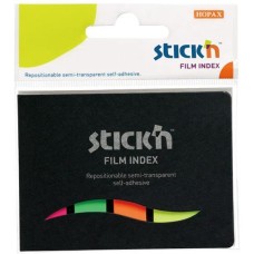STICK`N Закладки самокл. индексы пластиковые 21077 4цв.в упак. 25лист в обложке 25x45мм+12x45мм европодвес