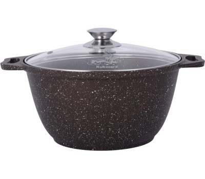 Кастрюля KUKMARA кмк42а а/пр литая 4,0л стекл/кр Кофейный мрамор