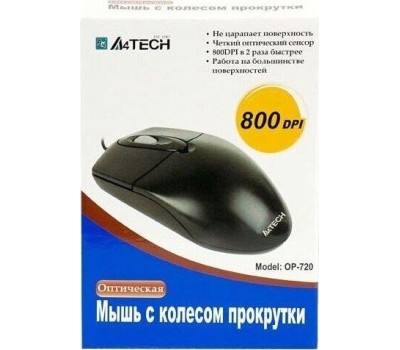 Проводная мышь A4TECH OP-720 черный оптическая (800dpi) USB1.1 (2but)