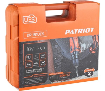 Дрель-шуруповерт PATRIOT 180201481 BR 181UES 18В, 2аккум., кейс
