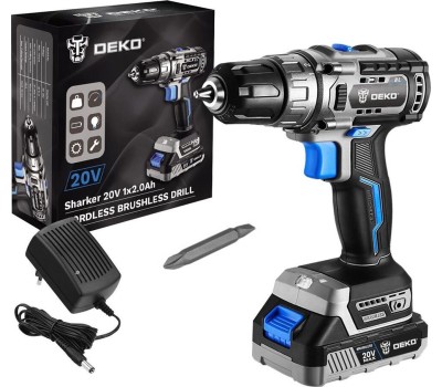 Дрель-шуруповерт DEKO Sharker 20V, 20В, 1*3.0Ач 063-4037